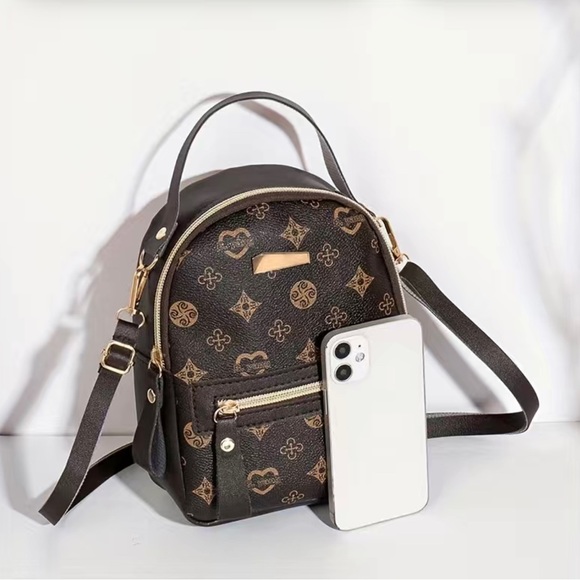 Mini Printed Backpack For Women,Casual Zipper Shoulder Bag - Picture 1 of 5